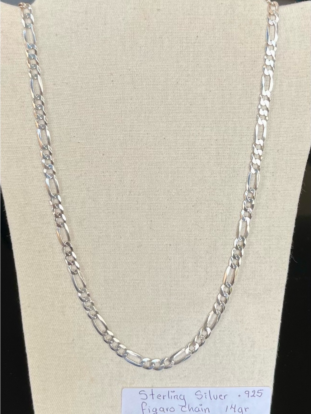 Sterling Silver  Figaro Chain Necklace 925 6mm 20”